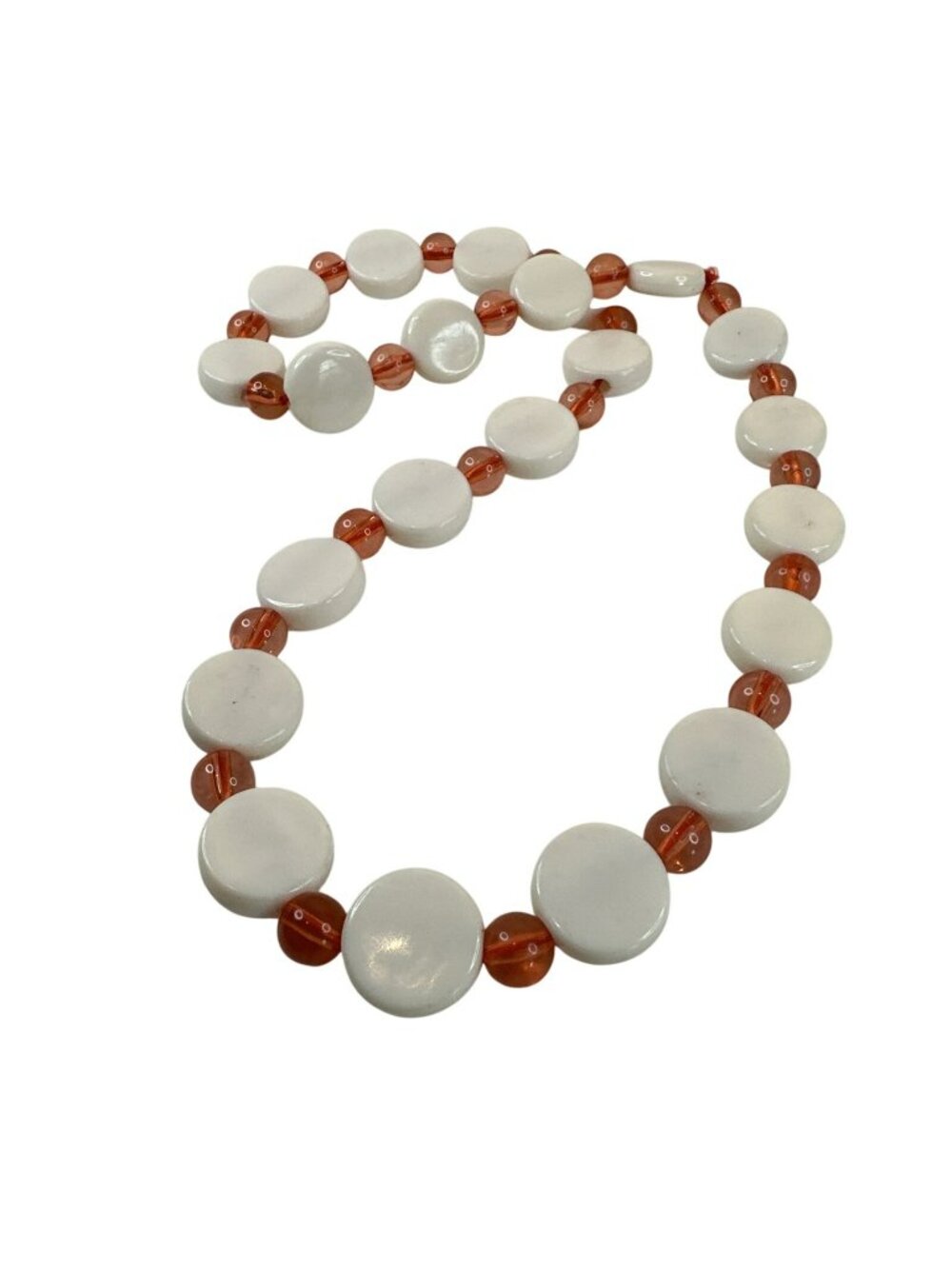 Disc Necklace White Stretch Costume Fashion Jewelry Pink Bead Spacers Statement